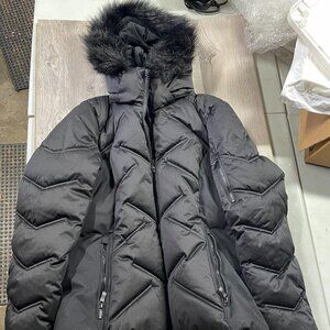 Zero Xposur Puffer Coat/Jacket Faux Fur Hood Womens Large Black